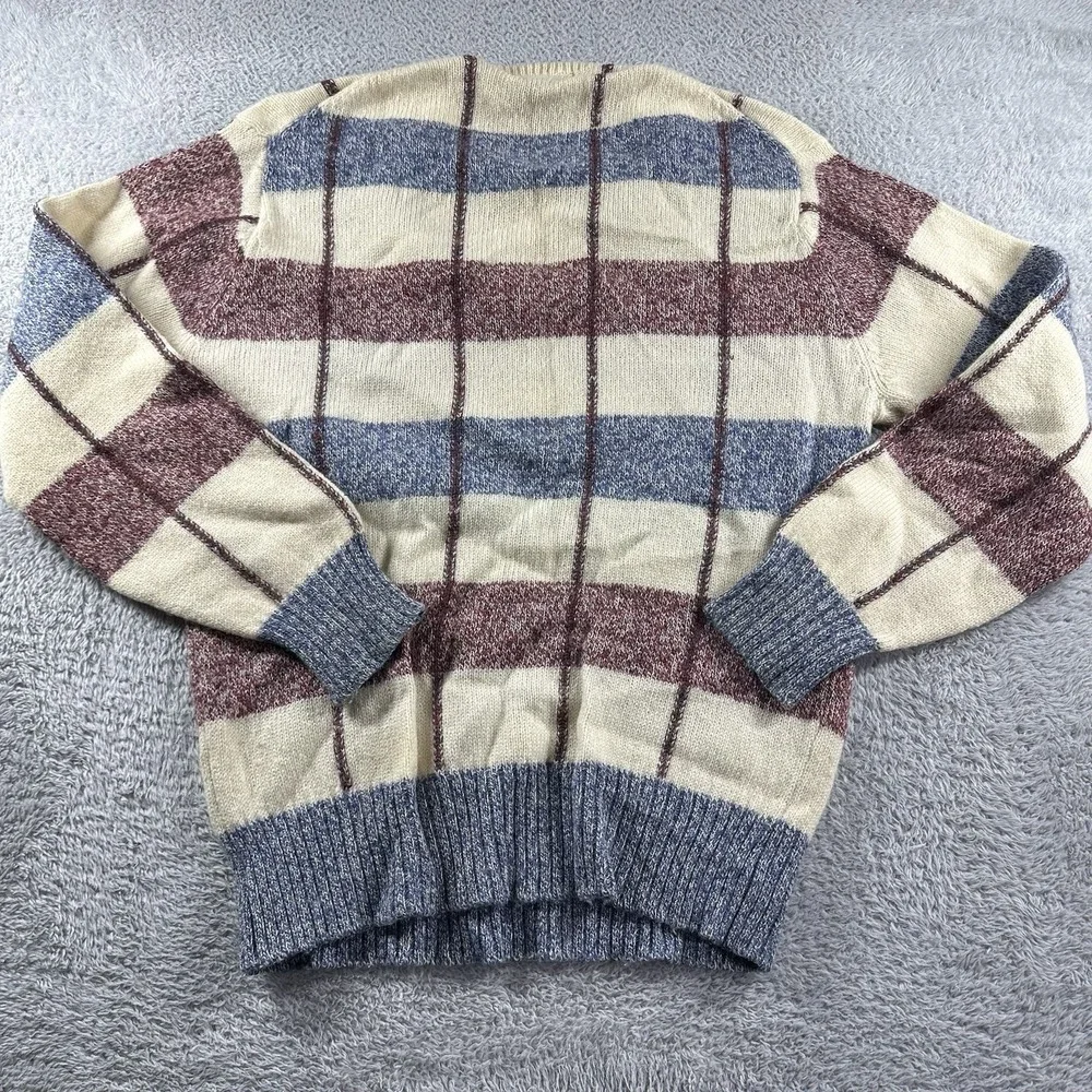 VINTAGE Damon Sweater Mens XL Stripe Pattern England Long‎ Sleeve V Neck Plaid